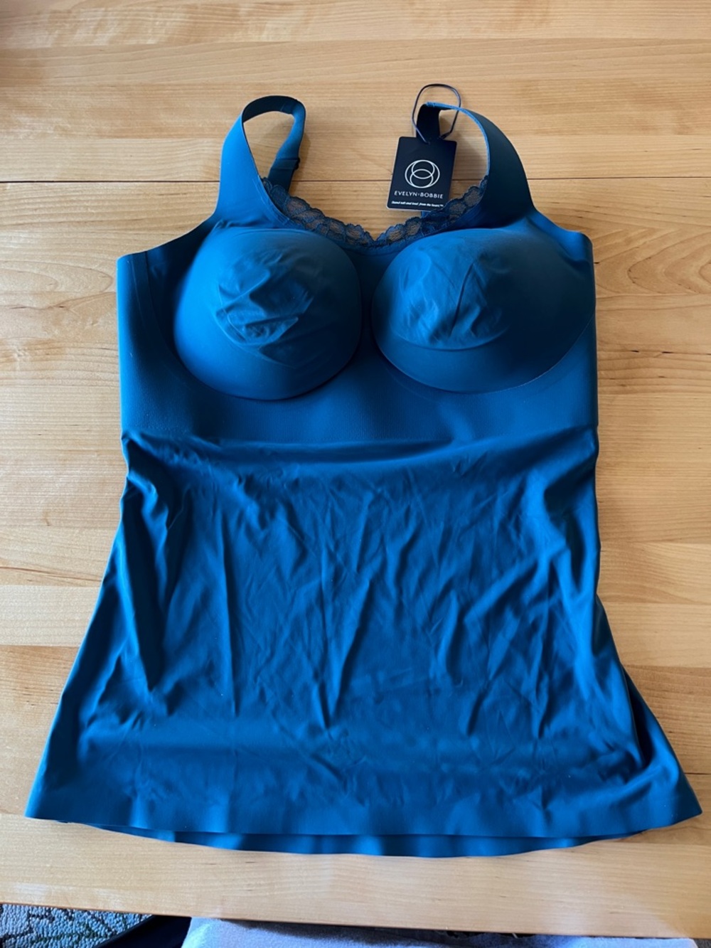 Evelyn & Bobbie Teal Seamless Support Camisole with Built-In Bra